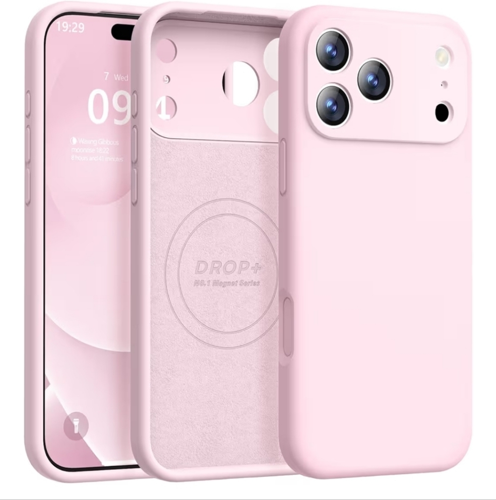 IPhone 17 Pro Max Magnetic Silicone Case Chalk Pink Phone Case